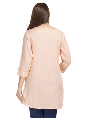 peach rayon straight kurti - 18043018 - Standard Image - 3
