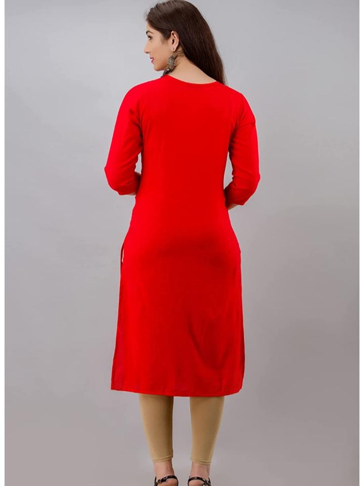meboo women red reyon kurti - 18043076 - Zoom Image - 2