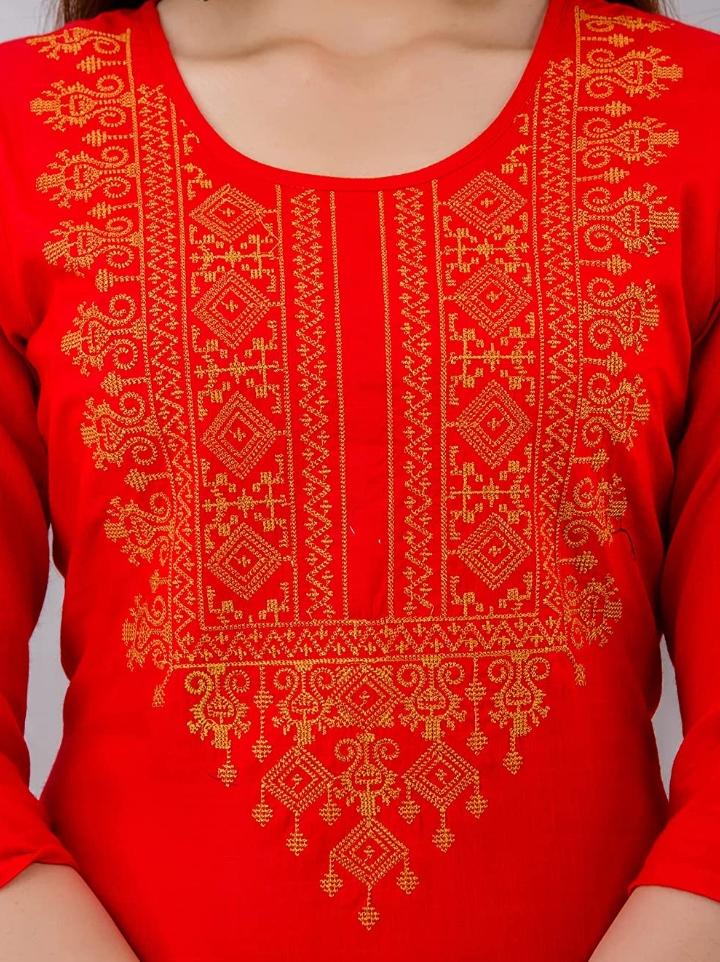 meboo women red reyon kurti - 18043076 - Zoom Image - 3