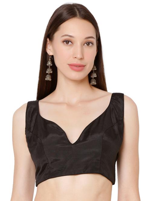 black silk solid blouse - 18043312 -  Standard Image - 0