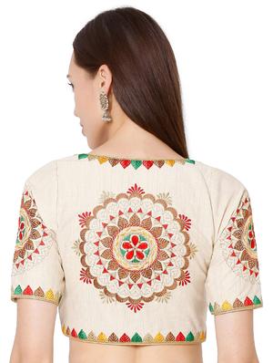 gold cotton embroidered blouse - 18043325 - Standard Image - 3