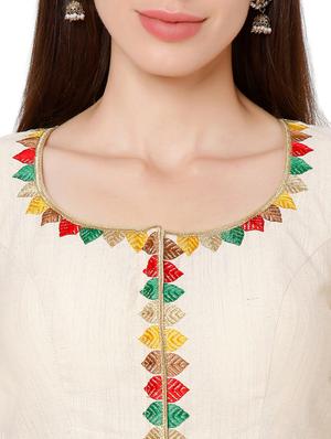 gold cotton embroidered blouse - 18043325 - Standard Image - 5