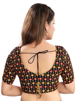black cotton blend embroidered blouse - 18043347 - Standard Image - 3