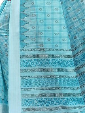 blue cotton silk handloom saree with blouse - 18043700 - Standard Image - 4
