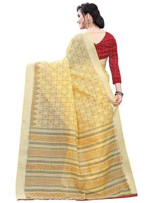 printed handloom saree with blouse - 18043703 - Standard Image - 2