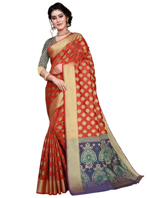 jacquard work handloom saree with blouse - 18043753 - Standard Image - 1