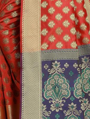 jacquard work handloom saree with blouse - 18043753 - Standard Image - 4