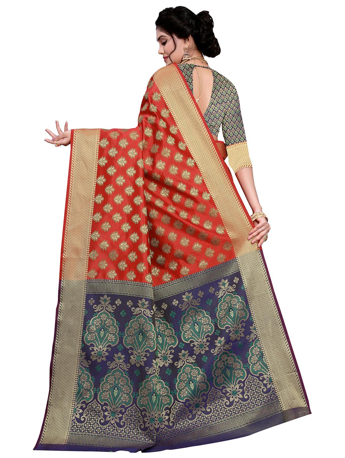 jacquard work handloom saree with blouse - 18043753 - Zoom Image - 2