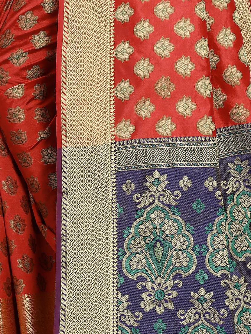 jacquard work handloom saree with blouse - 18043753 - Zoom Image - 4
