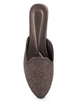 grey leather slip on sandals - 18043798 - Standard Image - 4