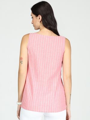 round neck striped top - 18044200 - Standard Image - 3
