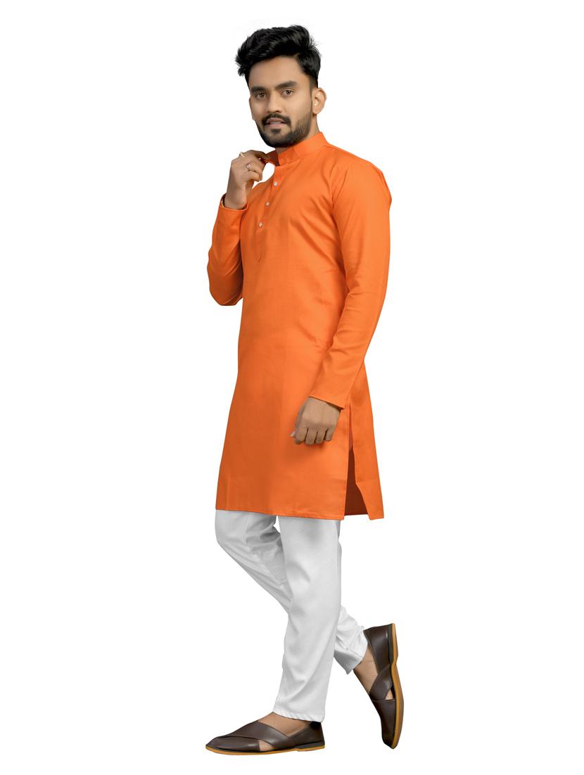 orange solid kurta pyjama set - 18044410 - Zoom Image - 2