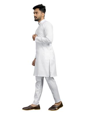 white solid kurta pyjama set - 18044415 - Standard Image - 2