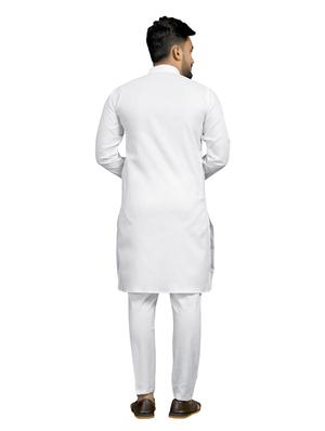 white solid kurta pyjama set - 18044415 - Standard Image - 3