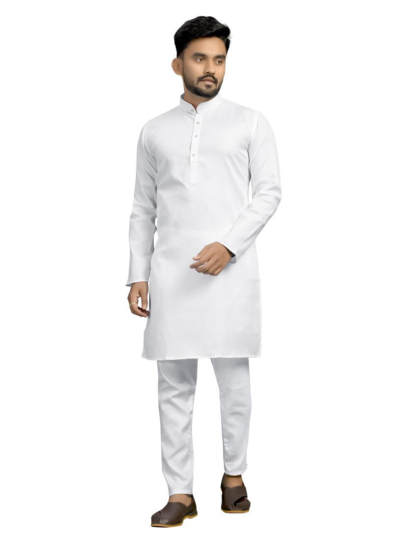 white solid kurta pyjama set - 18044415 - Zoom Image - 1