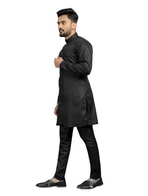 black solid kurta pyjama set - 18044417 - Standard Image - 2