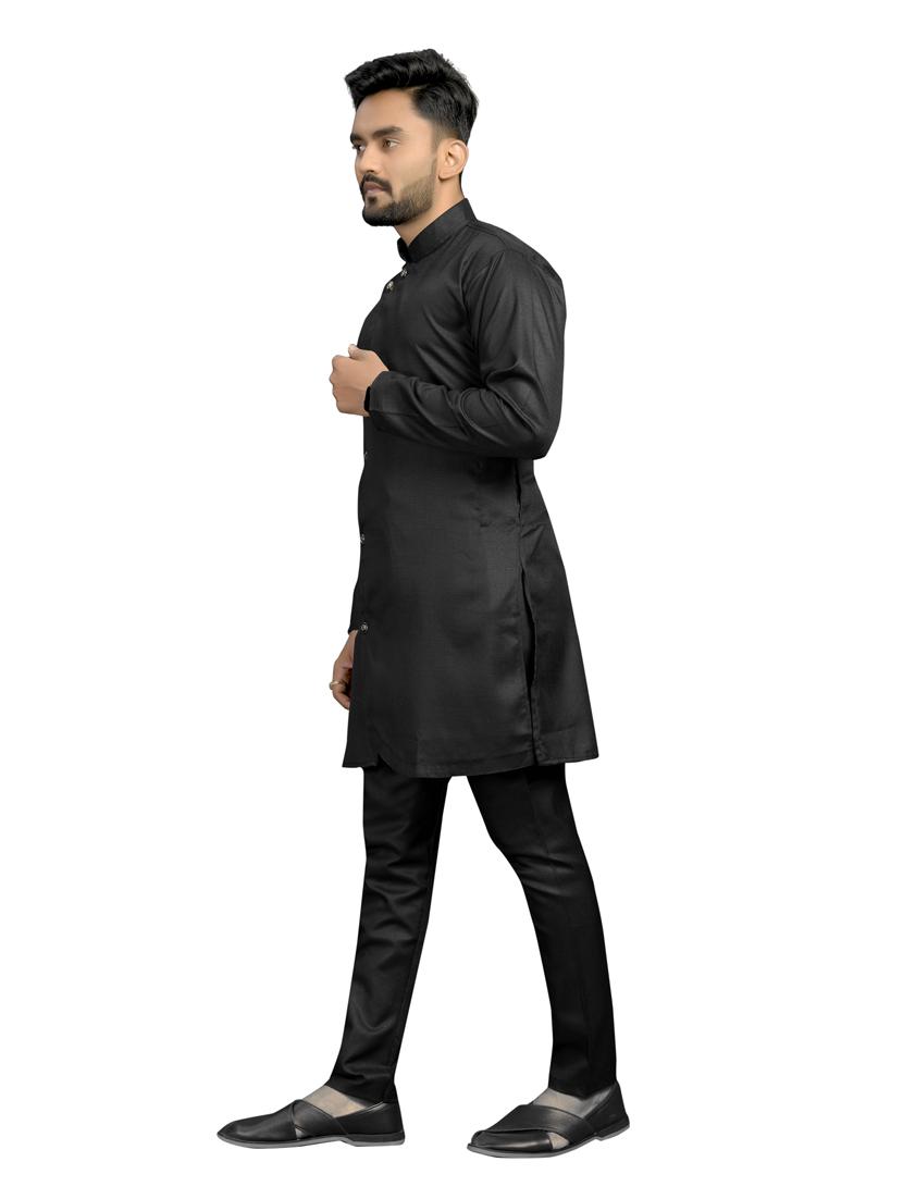 black solid kurta pyjama set - 18044417 - Zoom Image - 2