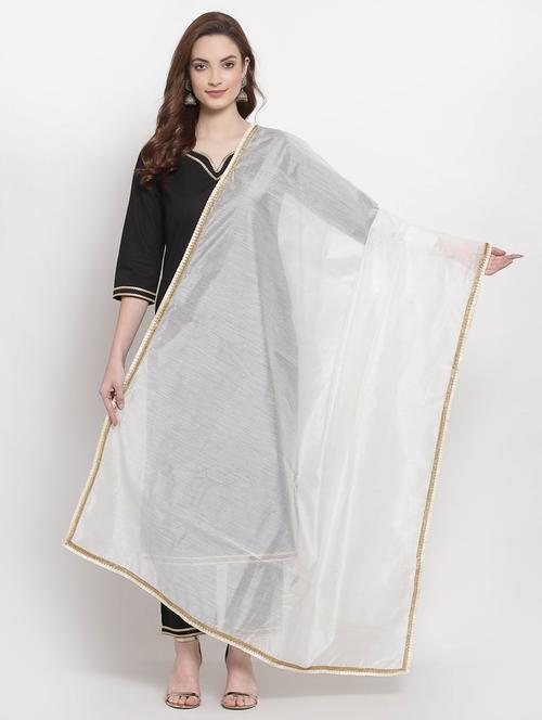 white art silk plain dupatta - 18044679 - Standard Image - 1