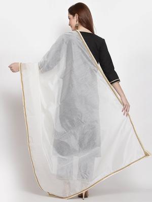 white art silk plain dupatta - 18044679 - Standard Image - 4
