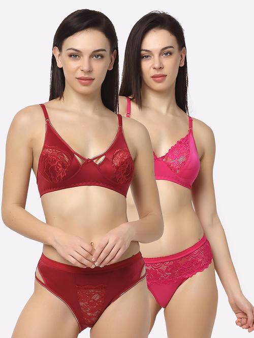set of 2 laced bra & panty set - 18045136 - Standard Image - 1
