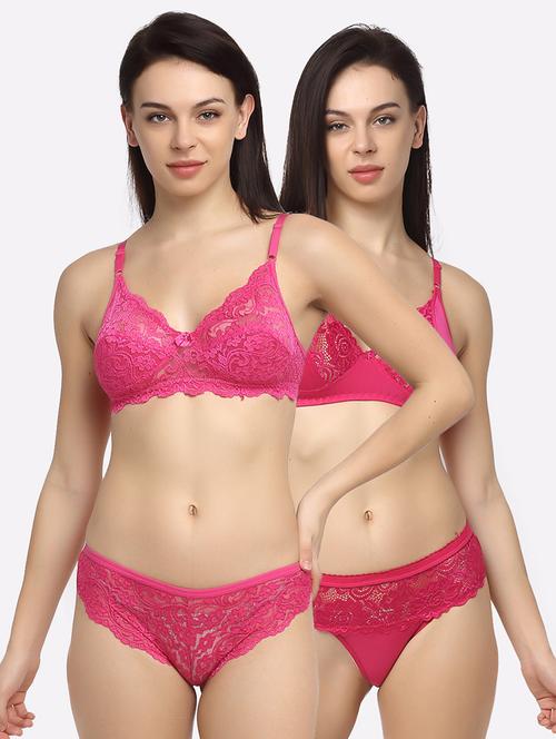 set of 2 laced bra & panty set - 18045146 - Standard Image - 1