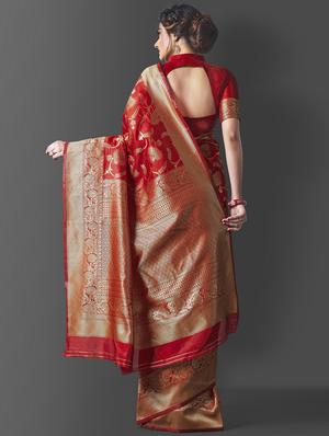 jacquard work banarasi saree with blouse - 18045969 - Standard Image - 2
