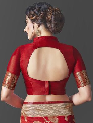 jacquard work banarasi saree with blouse - 18045969 - Standard Image - 4