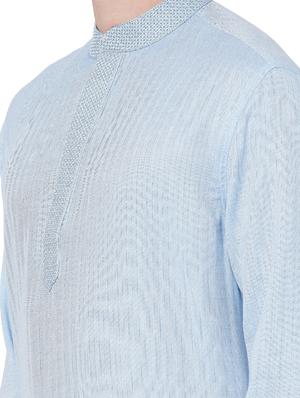 blue silk men's ethnic kurta - 18046470 - Standard Image - 4