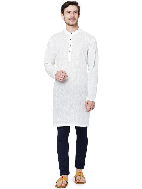 white color medium men's kurta - 18046474 - Standard Image - 1