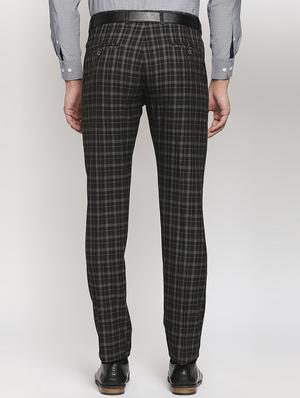 grey checkered flat front formal trouser - 18046496 - Standard Image - 3