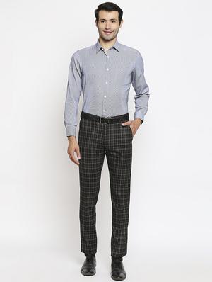 grey checkered flat front formal trouser - 18046496 - Standard Image - 4