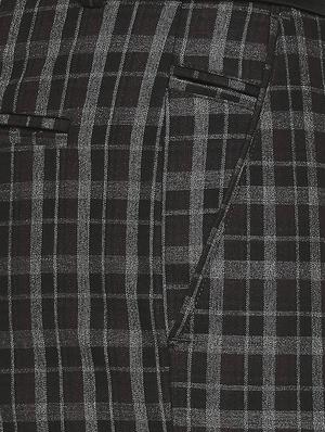 grey checkered flat front formal trouser - 18046496 - Standard Image - 5