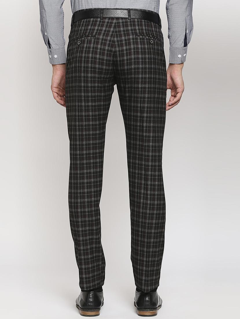 grey checkered flat front formal trouser - 18046496 - Zoom Image - 3
