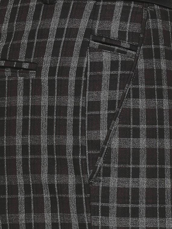 grey checkered flat front formal trouser - 18046496 - Zoom Image - 5