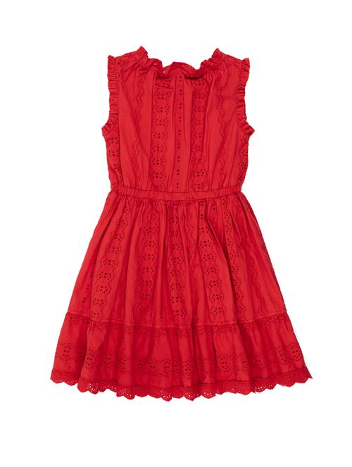 red lace detailed solid frock - 18047096 - Standard Image - 1