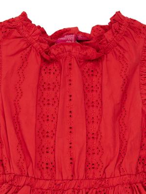 red lace detailed solid frock - 18047096 - Standard Image - 3