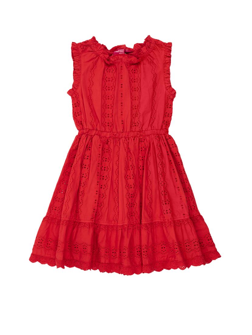red lace detailed solid frock - 18047096 - Zoom Image - 2