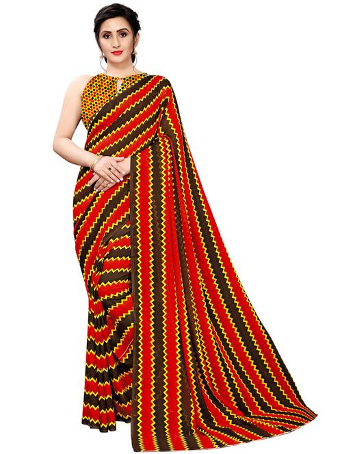 chevron printed saree with blouse - 18047938 - Standard Image - 1