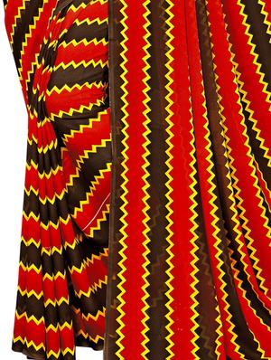 chevron printed saree with blouse - 18047938 - Standard Image - 4