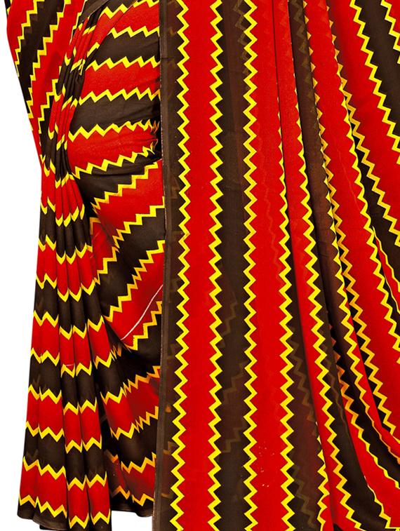 chevron printed saree with blouse - 18047938 - Zoom Image - 4