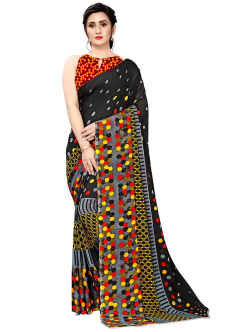 abstract printed saree with blouse - 18047968 - Standard Image - 1