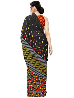 abstract printed saree with blouse - 18047968 - Standard Image - 2