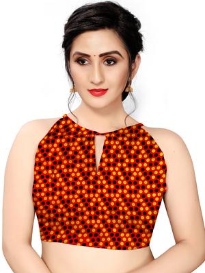 abstract printed saree with blouse - 18047968 - Standard Image - 3