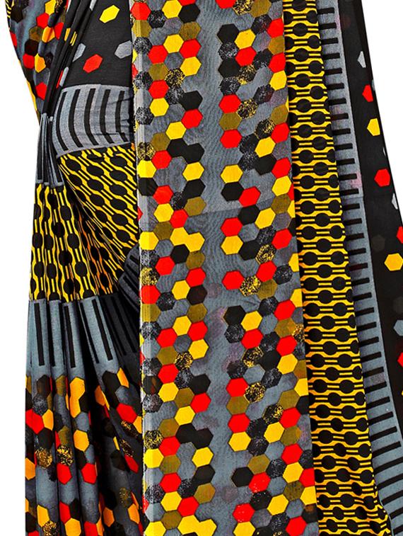 abstract printed saree with blouse - 18047968 - Zoom Image - 4