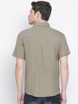 green solid casual shirt - 18048166 - Standard Image - 3