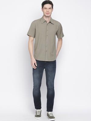 green solid casual shirt - 18048166 - Standard Image - 4