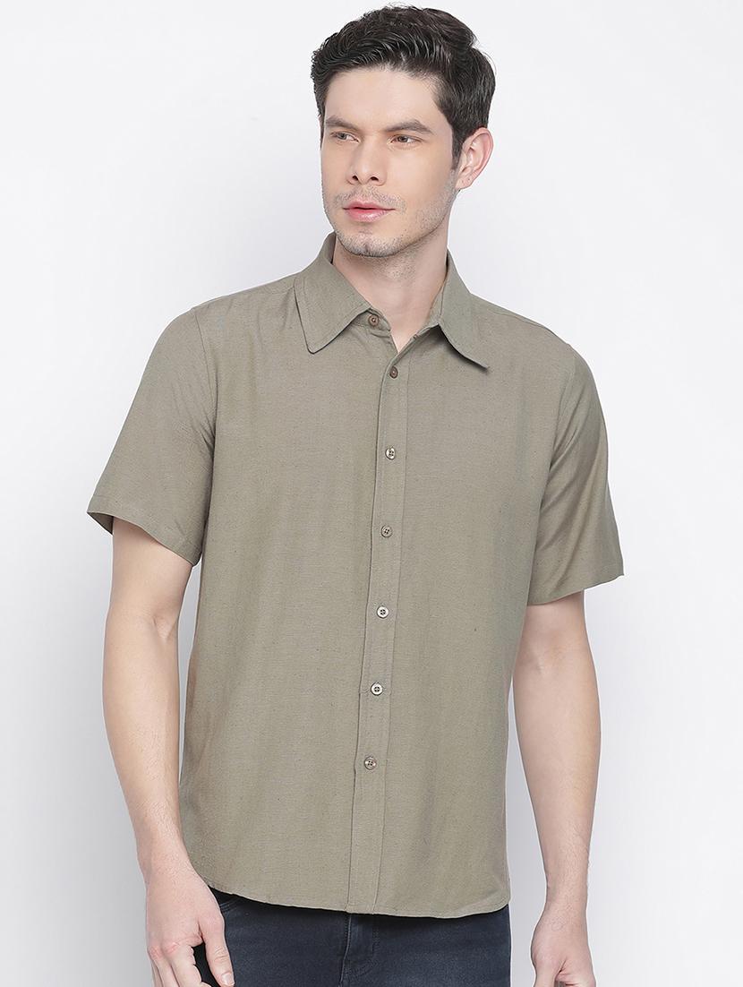 green solid casual shirt - 18048166 - Zoom Image - 1