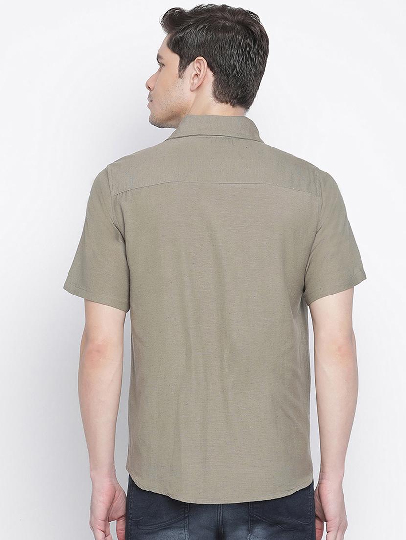 green solid casual shirt - 18048166 - Zoom Image - 3