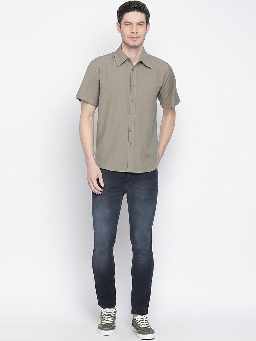 green solid casual shirt - 18048166 - Zoom Image - 4