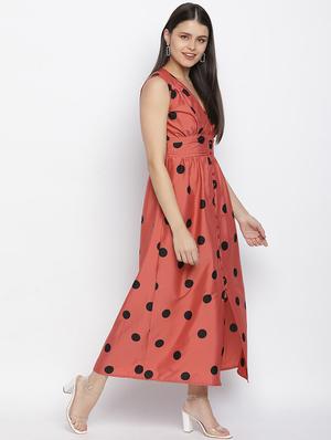 v-neck polka dot a-line dress - 18048204 - Standard Image - 3